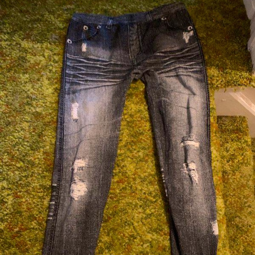 Black faded jeggings jeans look leggings